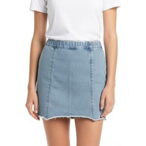 Forever 21 Girls Denim Mini Skirt Light Wash Raw Hem 13 14